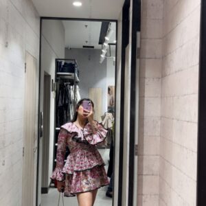 PRINTED RUFFLE DRESS