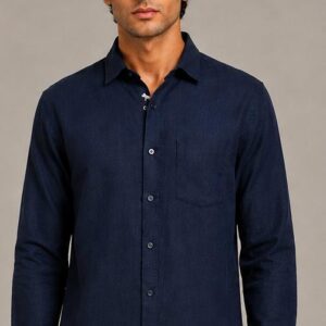 BLUE COTTON LINEN SHIRT
