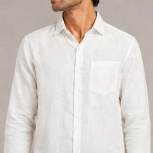 WHITE COTTON LINEN SHIRT
