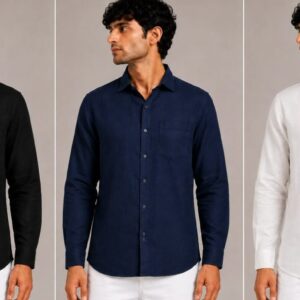 Set of 3 Cotton Linen Blend Shirts